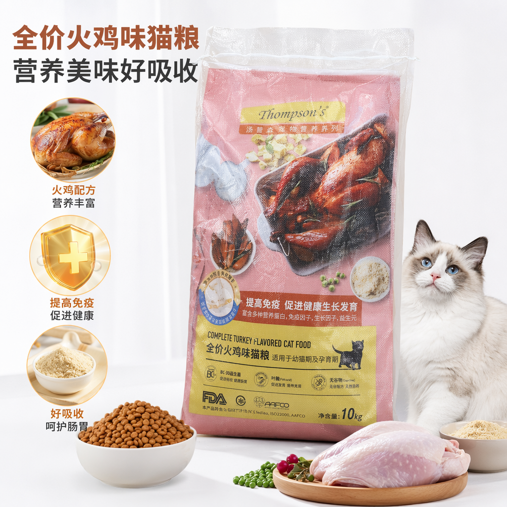 粉色包装袋猫粮 高蛋白低脂成猫专用主食干粮 宠物食品