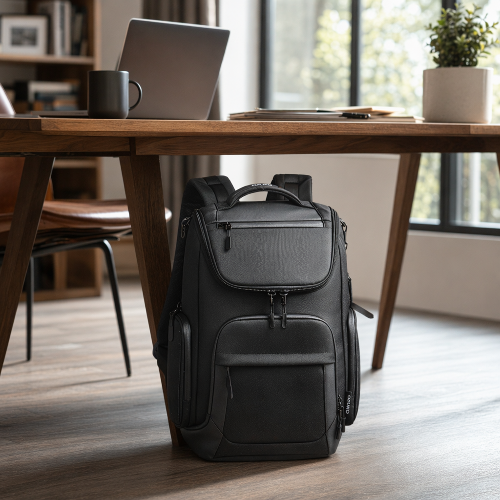 This black backpack is lightweight and large-capacity, suitable for both men and women as a student commuting travel bag details Picture