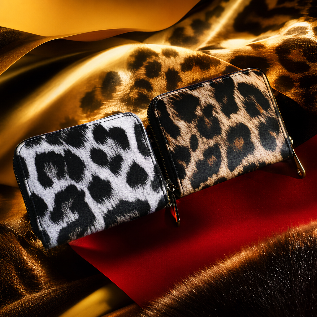 The leopard print women's leather short wallet is small, light, fashionable and versatile Specification image