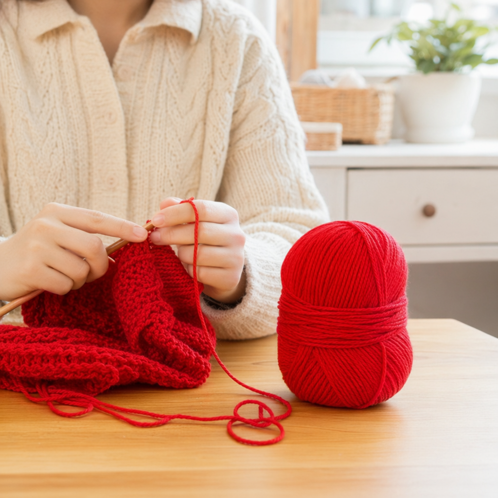 Red yarn balls, hand-woven yarn balls, yarn balls, DIY hand-made materials details Picture