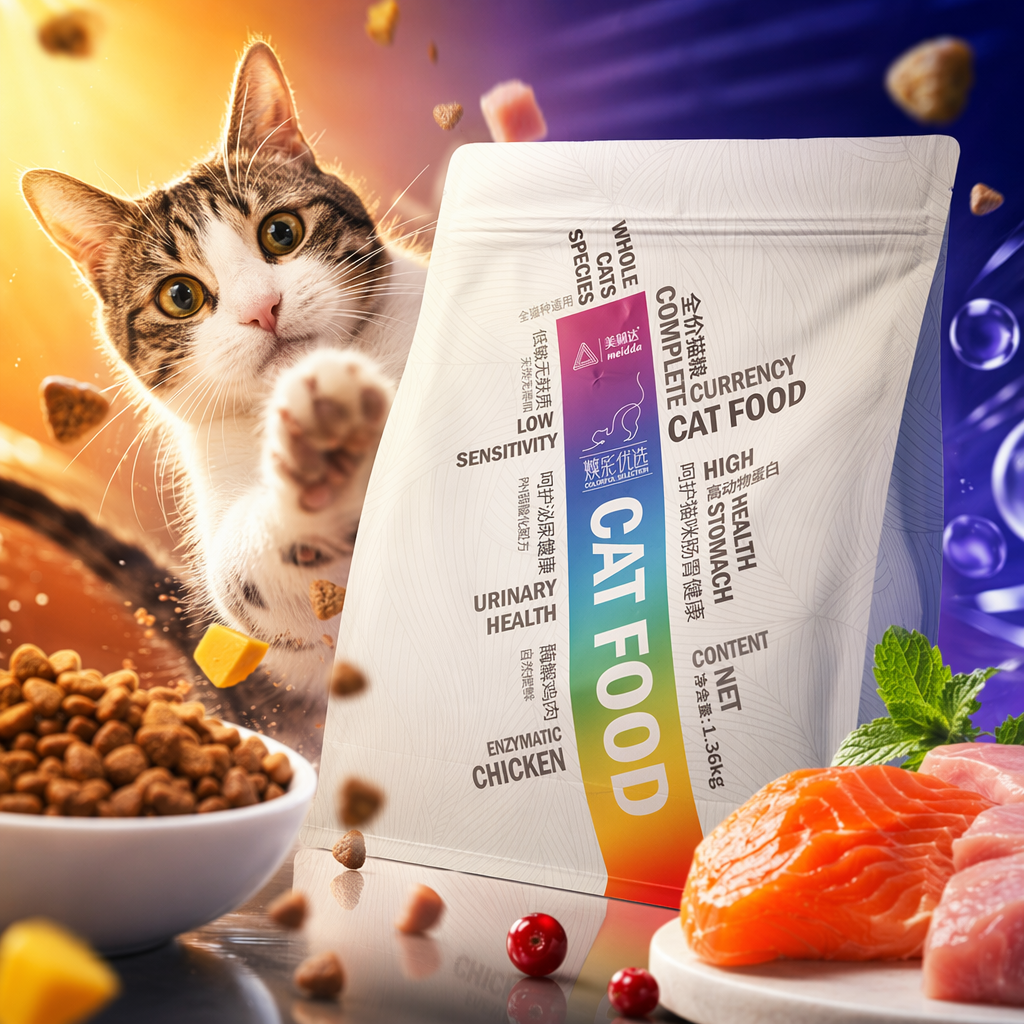银色包装袋猫粮高蛋白天然无谷成猫专用细节图