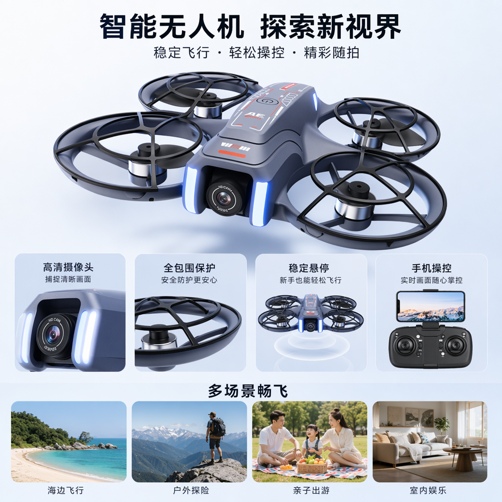 蓝黑无人机专用包装盒 防震耐磨收纳盒 适配多型号无人机