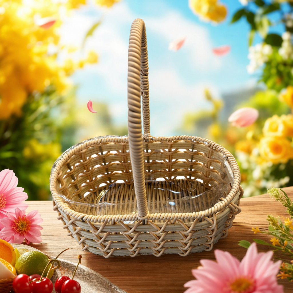 Beige hand-woven storage basket for home living room and bedroom storage basket Specification image