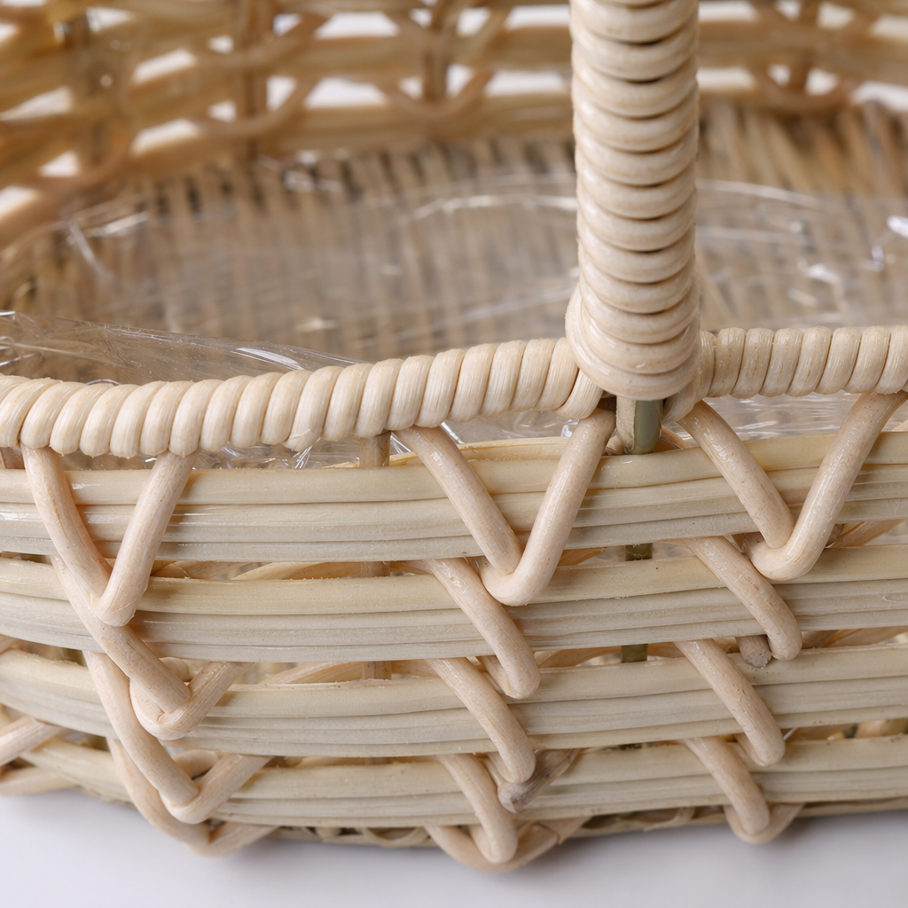 Beige hand-woven storage basket for home living room and bedroom storage basket Application Scenario