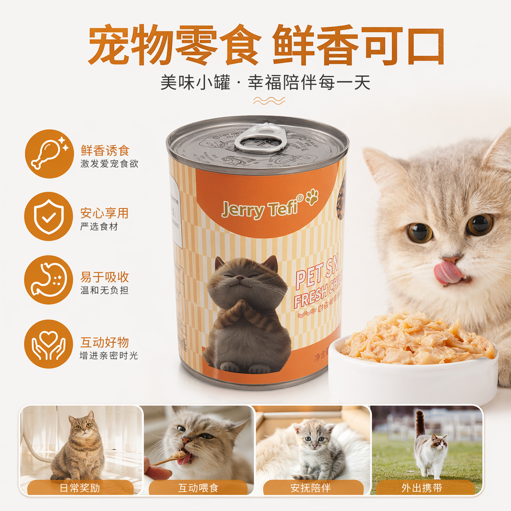 橙白条纹猫罐头 优选鸡肉配方 幼猫成猫通用 85g宠物食品