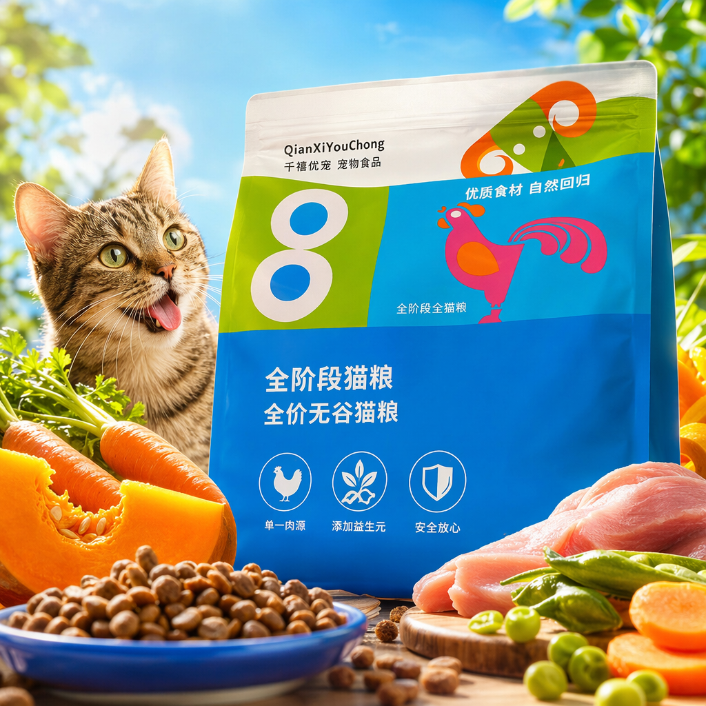 蓝色包装袋猫粮全价营养成猫专用干粮细节图