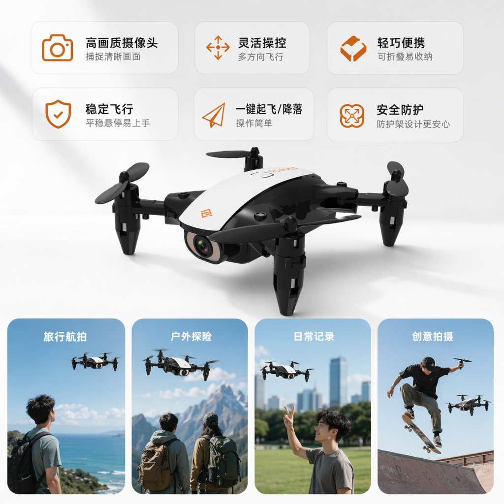 黑白双模无人机 高清航拍 4K稳定器 5G图传 智能避障
