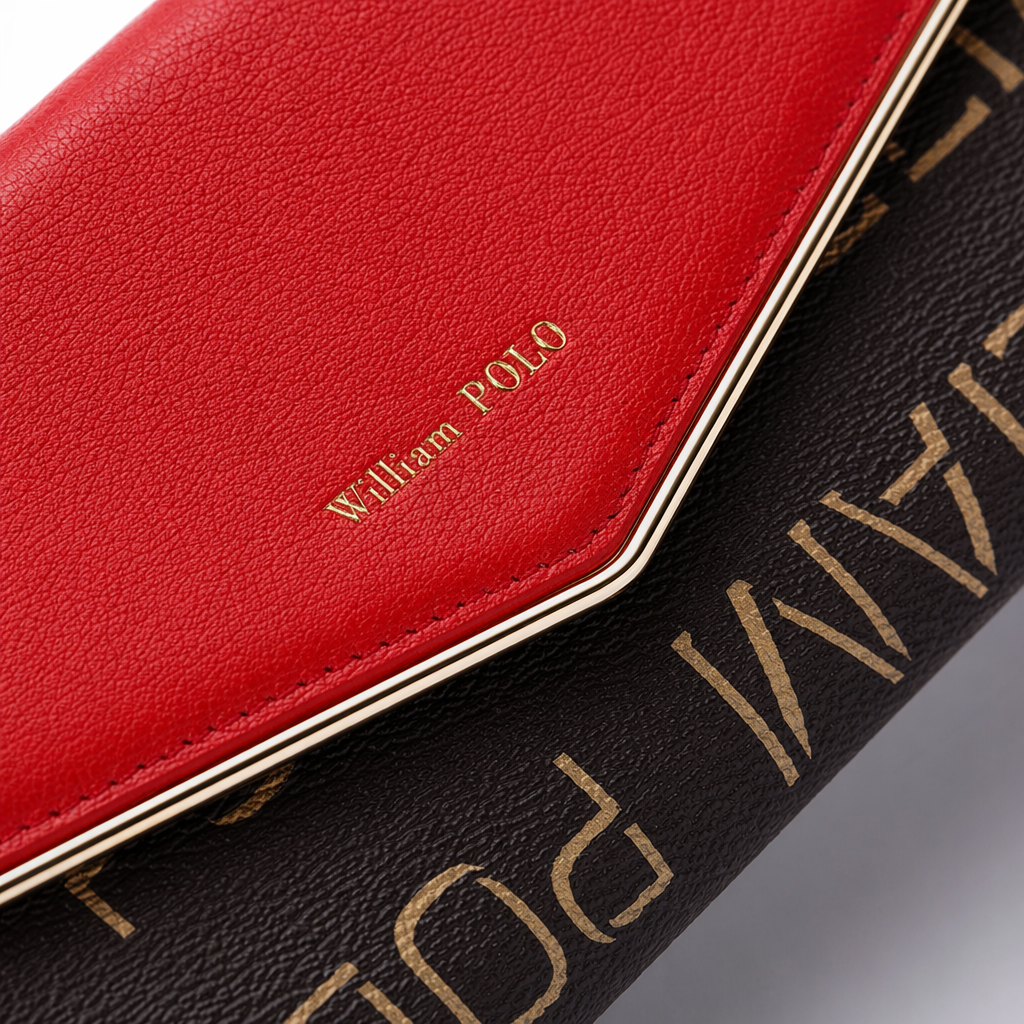 Red flip-top long wallet, genuine leather for ladies, simple and fashionable, large capacity and multiple compartments Application Scenario