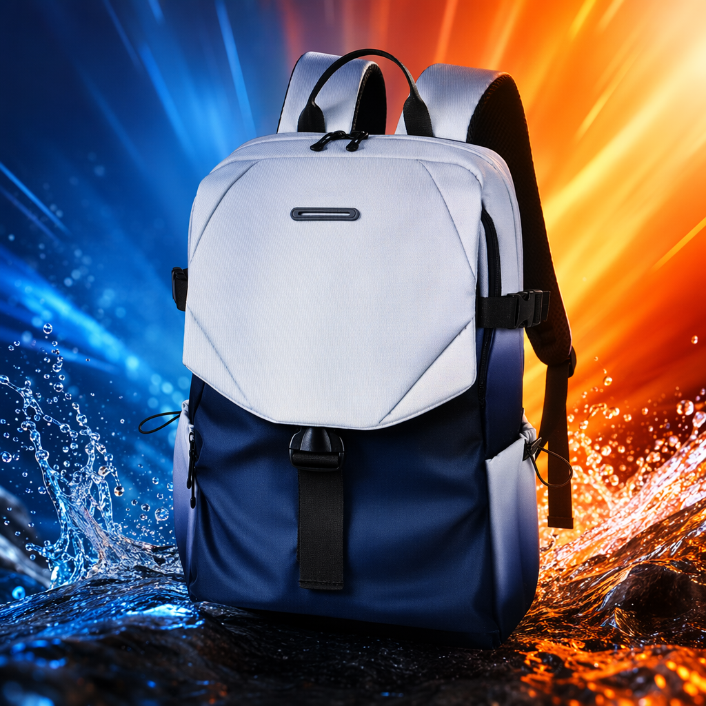 Blue and white gradient simple large-capacity commuter backpack for both men and women Specification image