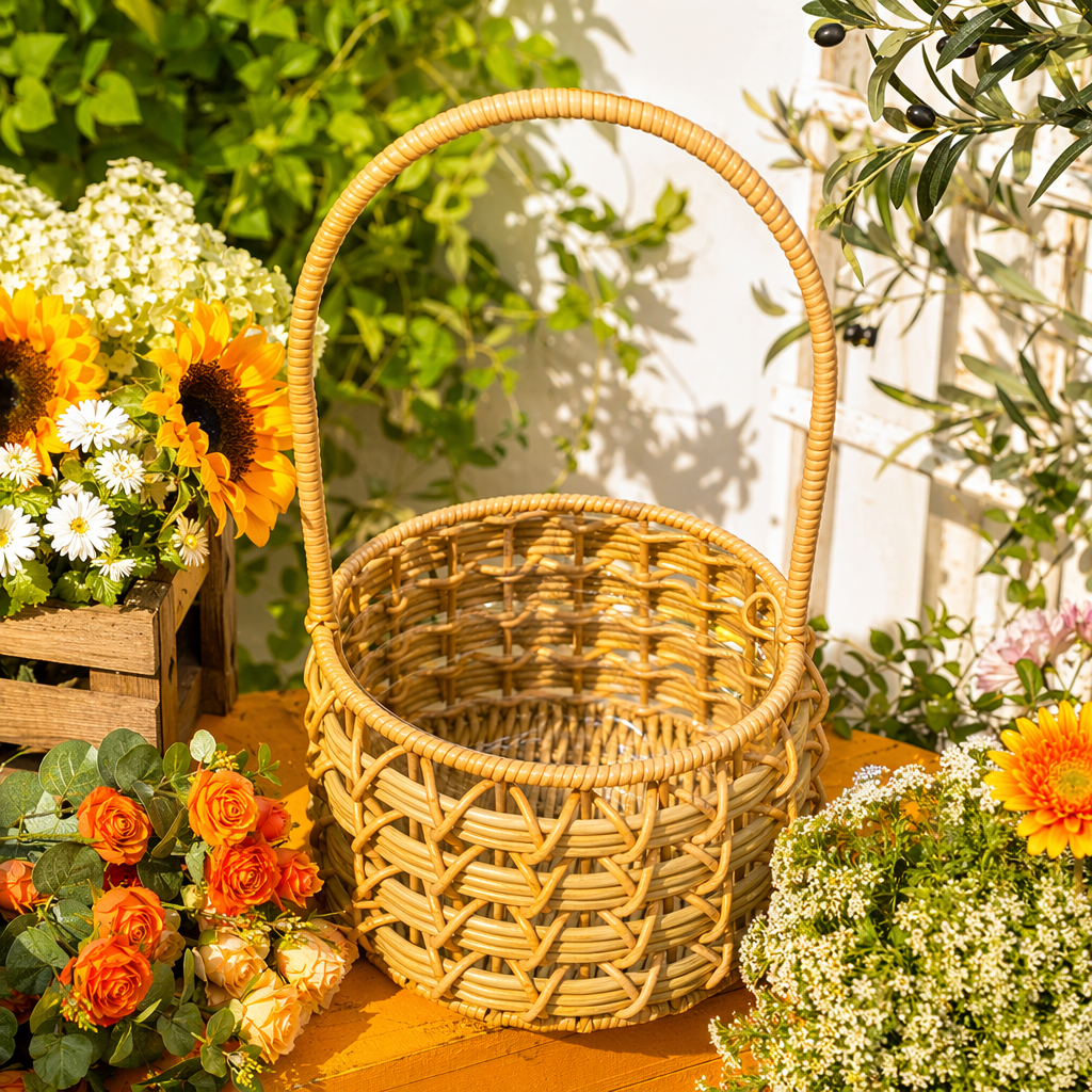 Beige hand-woven storage basket for home living room and bedroom storage Specification image