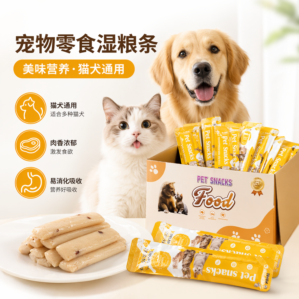 黄色包装宠物零食盒 宠物食品收纳盒 防潮密封便携式
