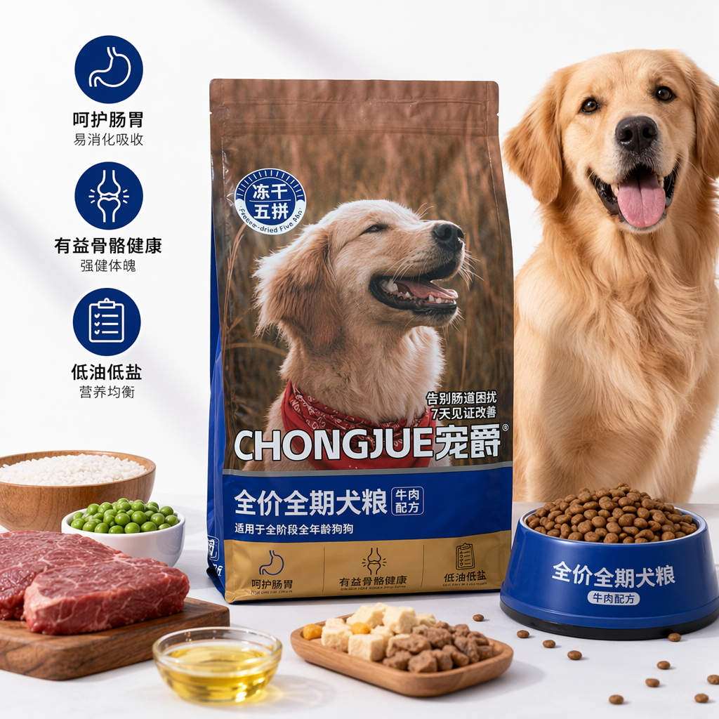 棕色包装袋狗粮天然无谷成犬专用营养均衡