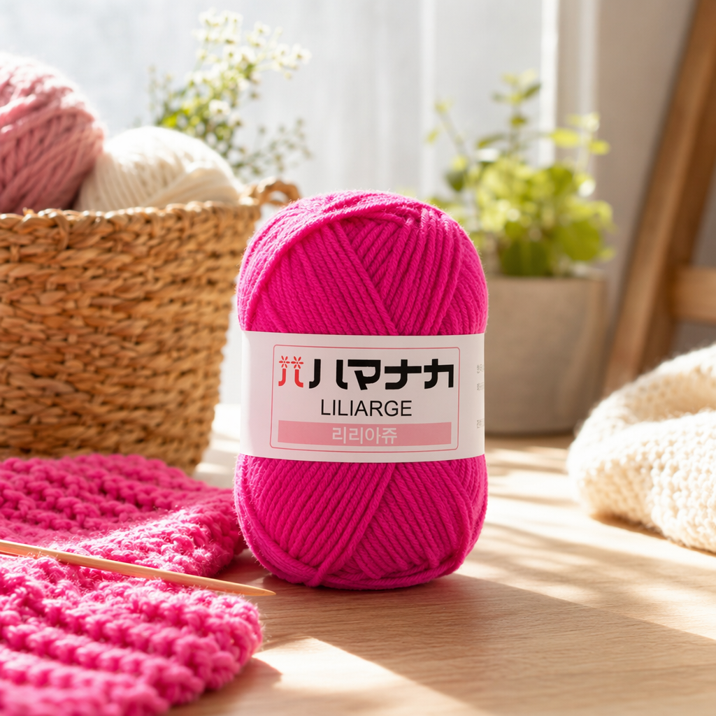 Hand-woven decorative wool balls in rose red details Picture