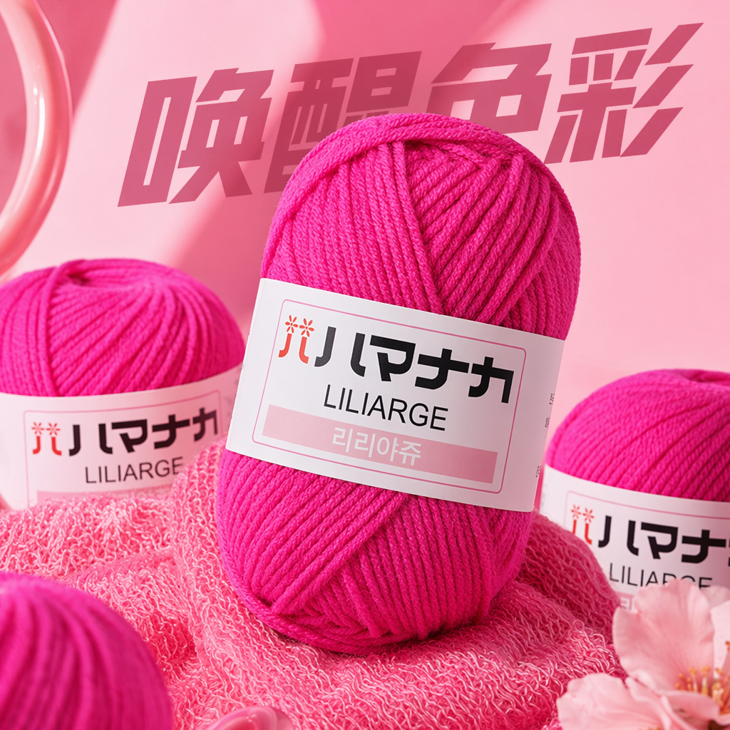 Hand-woven decorative wool balls in rose red Specification image