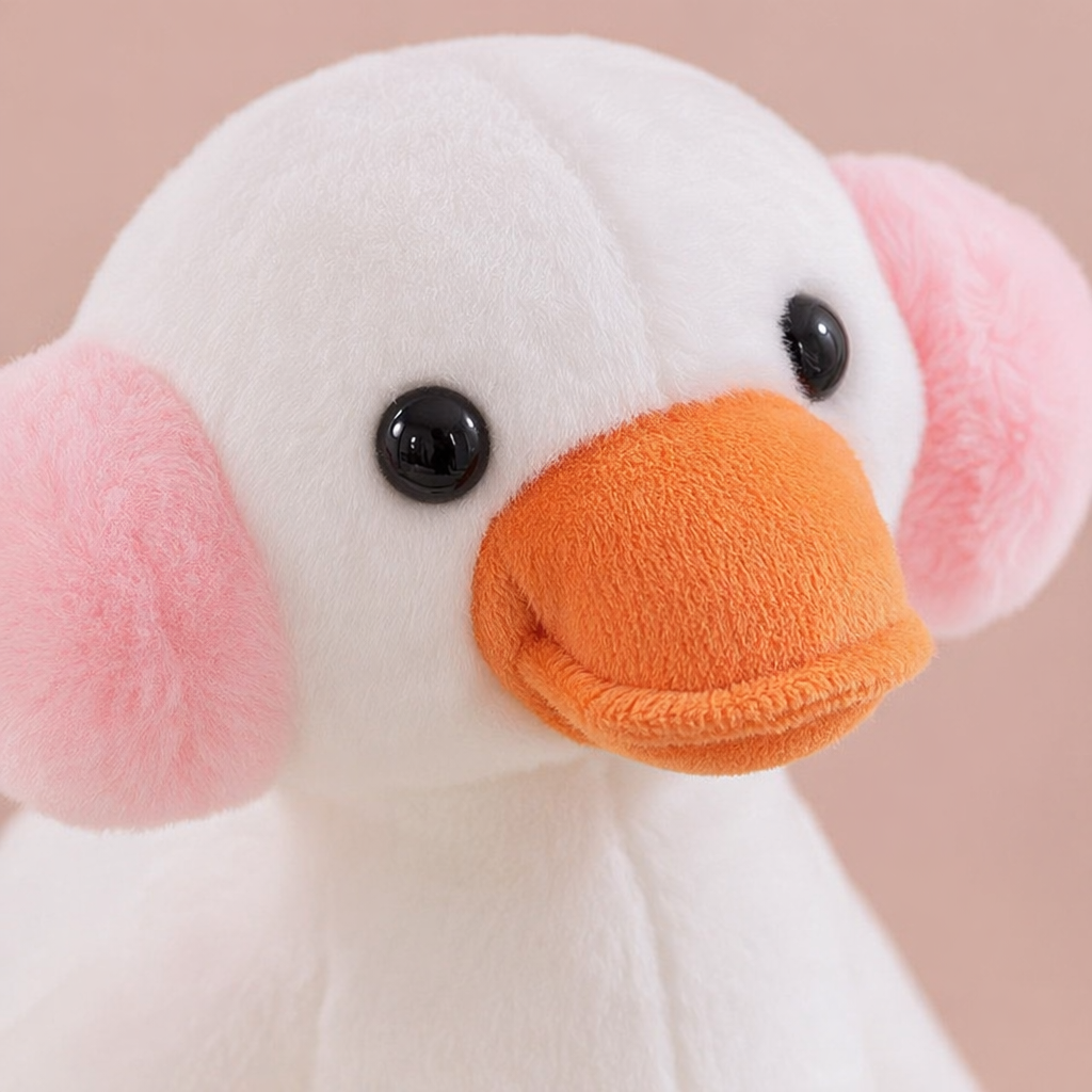 Three white duck plush toys with ear muffs are cute and fun home decorations Application Scenario
