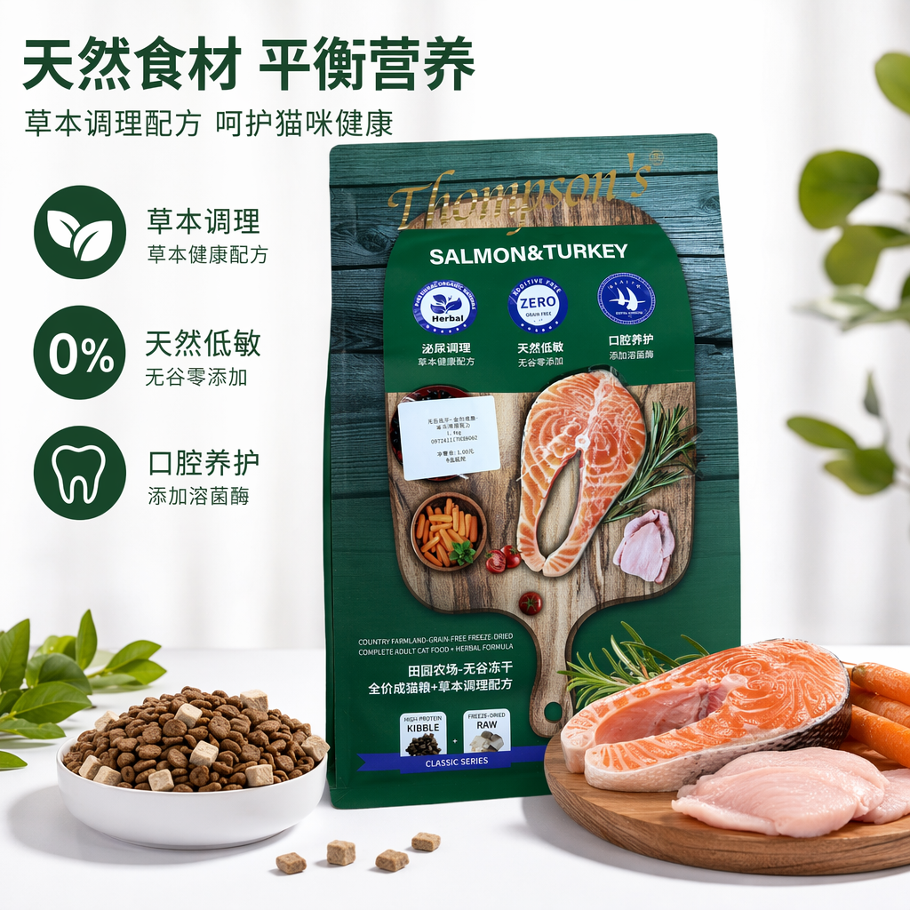 绿色包装袋猫粮天然无谷高蛋白成猫幼猫通用