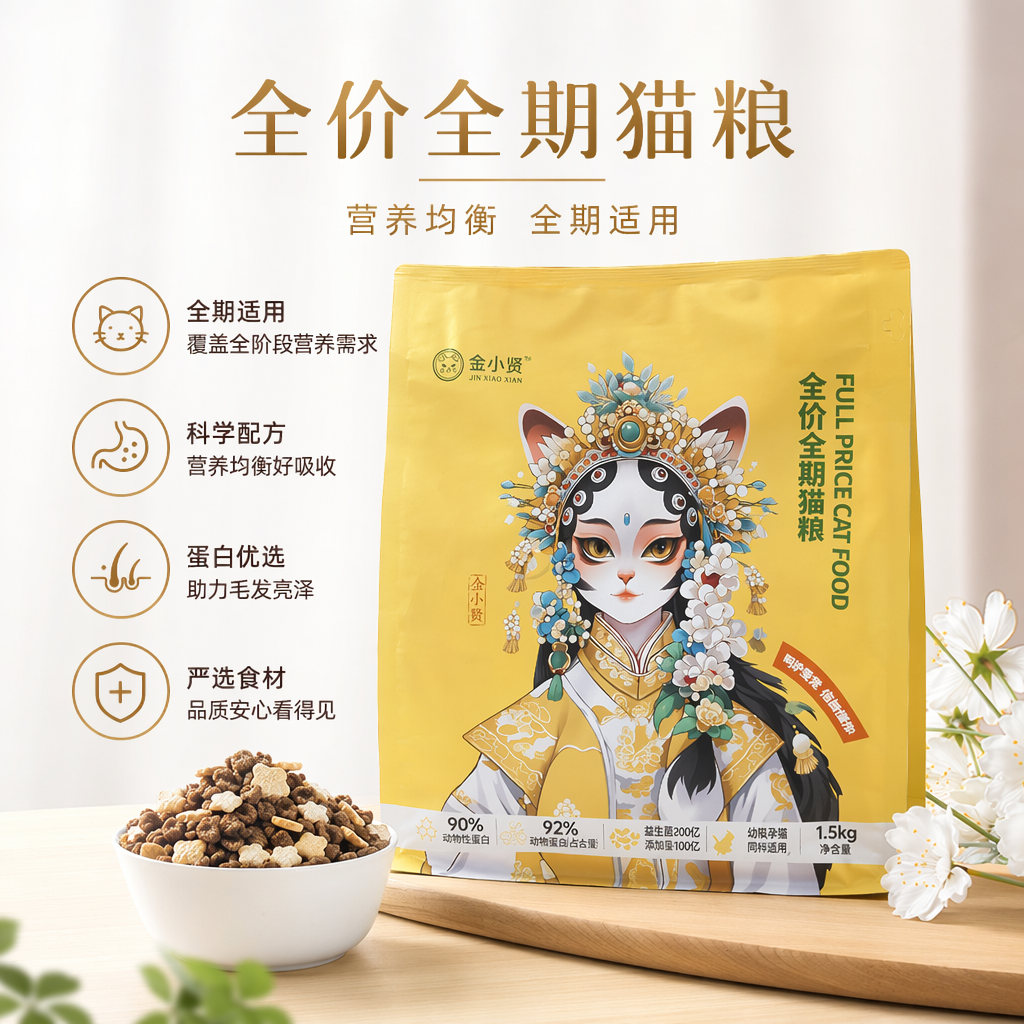 黄色包装袋猫粮袋 宠物食品储存防潮密封保鲜