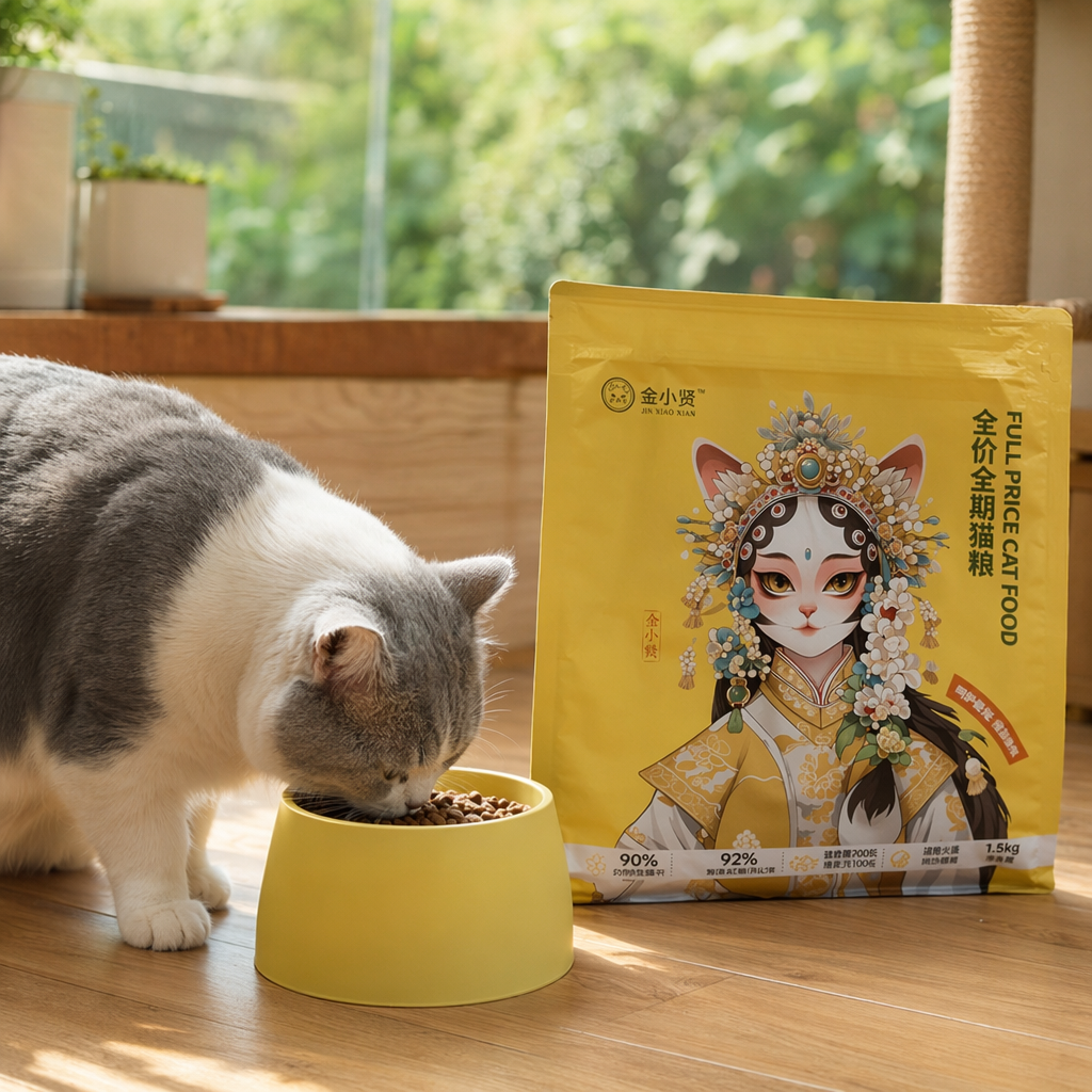 Yellow packaging bags for cat food, pet food, moisture-proof, sealed and fresh-keeping storage details Picture