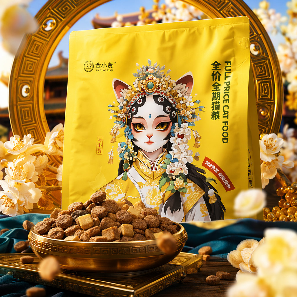 Yellow packaging bags for cat food, pet food, moisture-proof, sealed and fresh-keeping storage Specification image