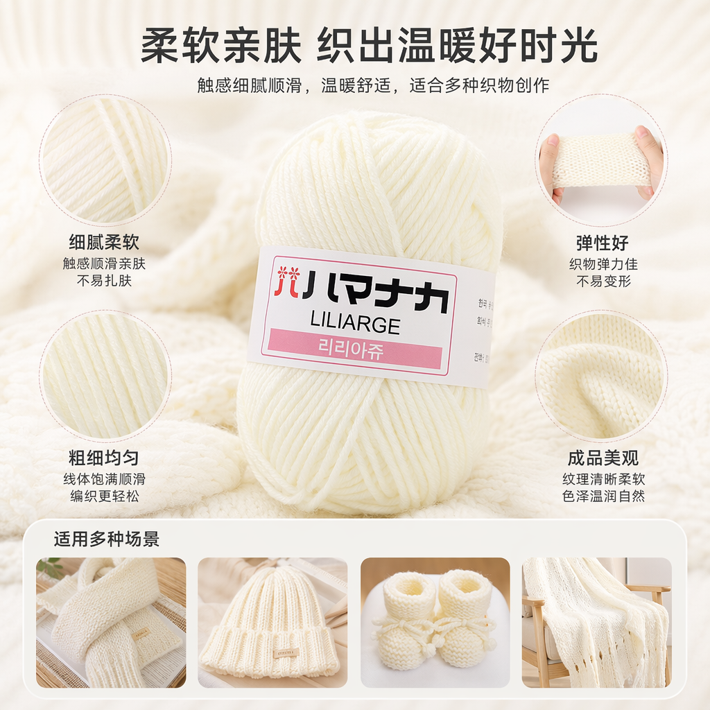 Hand-woven decorative universal style with off-white wool balls