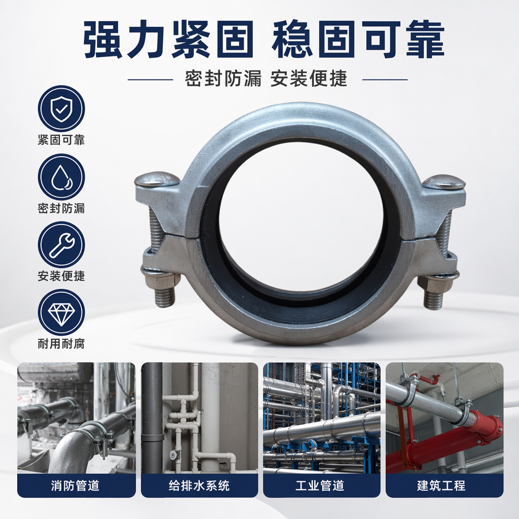Silver metal clamps, stainless steel corrosion-resistant pipe fasteners, with diameters suitable for multiple specifications