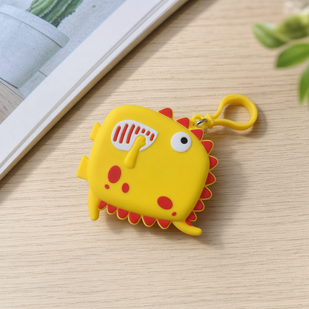 Source factory cartoon little dinosaur silicone coin purse, cute mini pendant, earphone storage case, children's soft rubber coin small bag wholesale details Picture