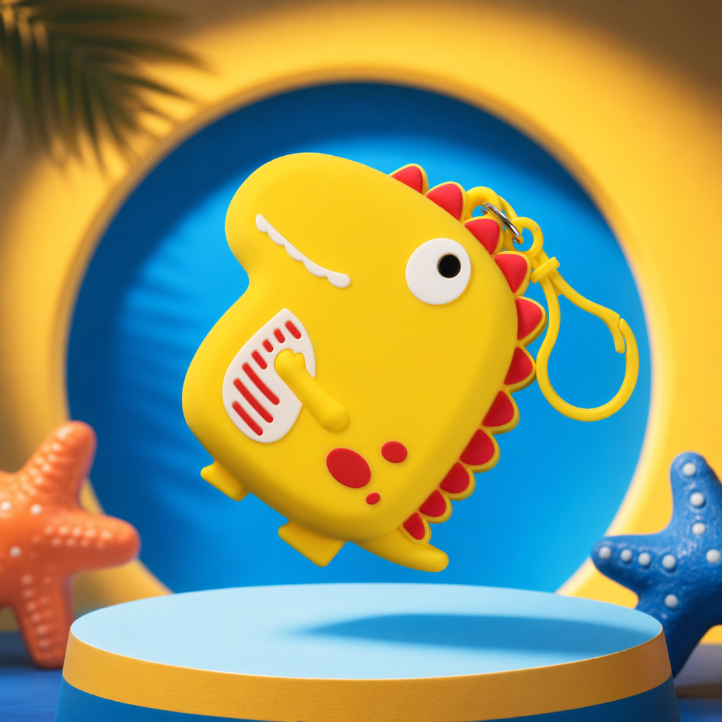 Source factory cartoon little dinosaur silicone coin purse, cute mini pendant, earphone storage case, children's soft rubber coin small bag wholesale Specification image