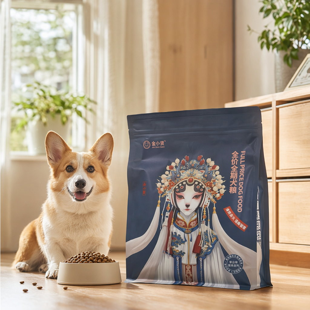 Dark blue packaging dog food bags, moisture-proof sealed bags for pet food storage details Picture