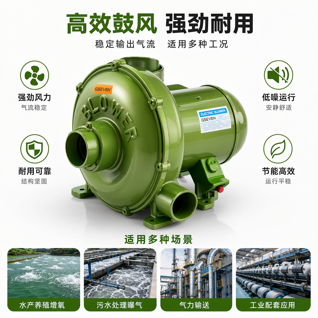 绿色节能静音鼓风机 家用工业两用大风量吹风机