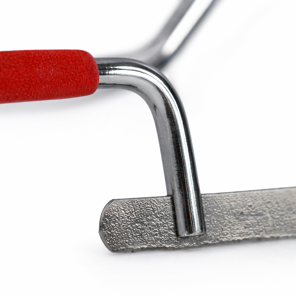 The red-handled metal bow saw is a durable and labor-saving household hand sawing tool Application Scenario