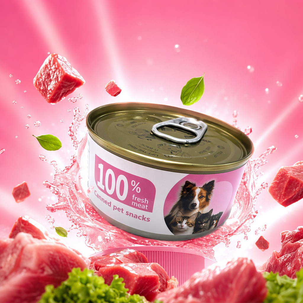 Pink label canned food comes in a variety of flavors to choose from. Family packaging, fresh-keeping and sealed Specification image