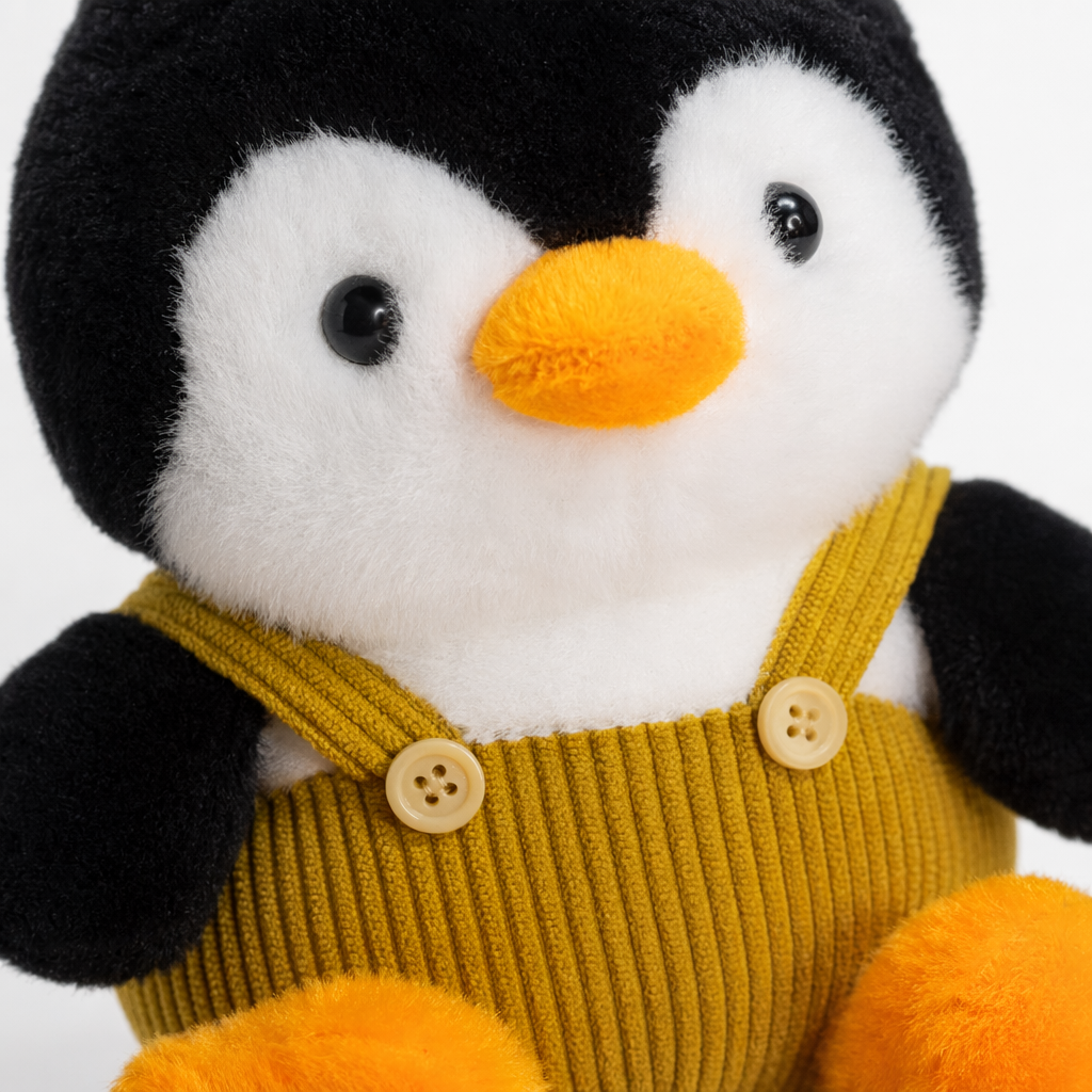 Three cute and adorable penguin plush dolls in overalls for home decoration Application Scenario