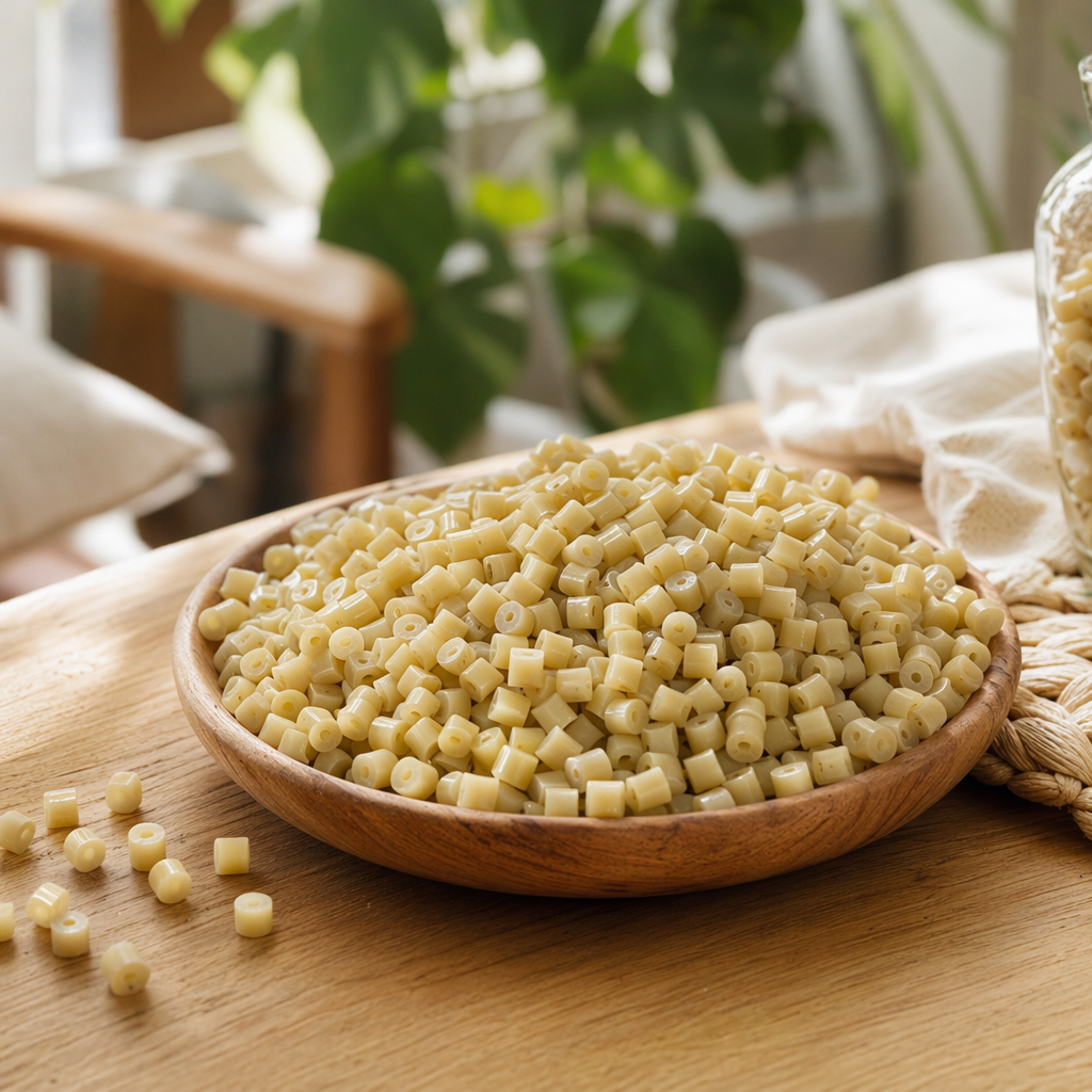 Light yellow plastic granules, industrial-grade PP PE raw materials, general-purpose injection molding and extrusion details Picture