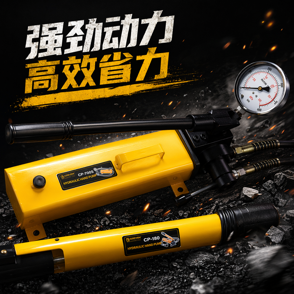 Yellow hydraulic hand pump, manual booster, industrial-grade, high-pressure resistant, portable Specification image