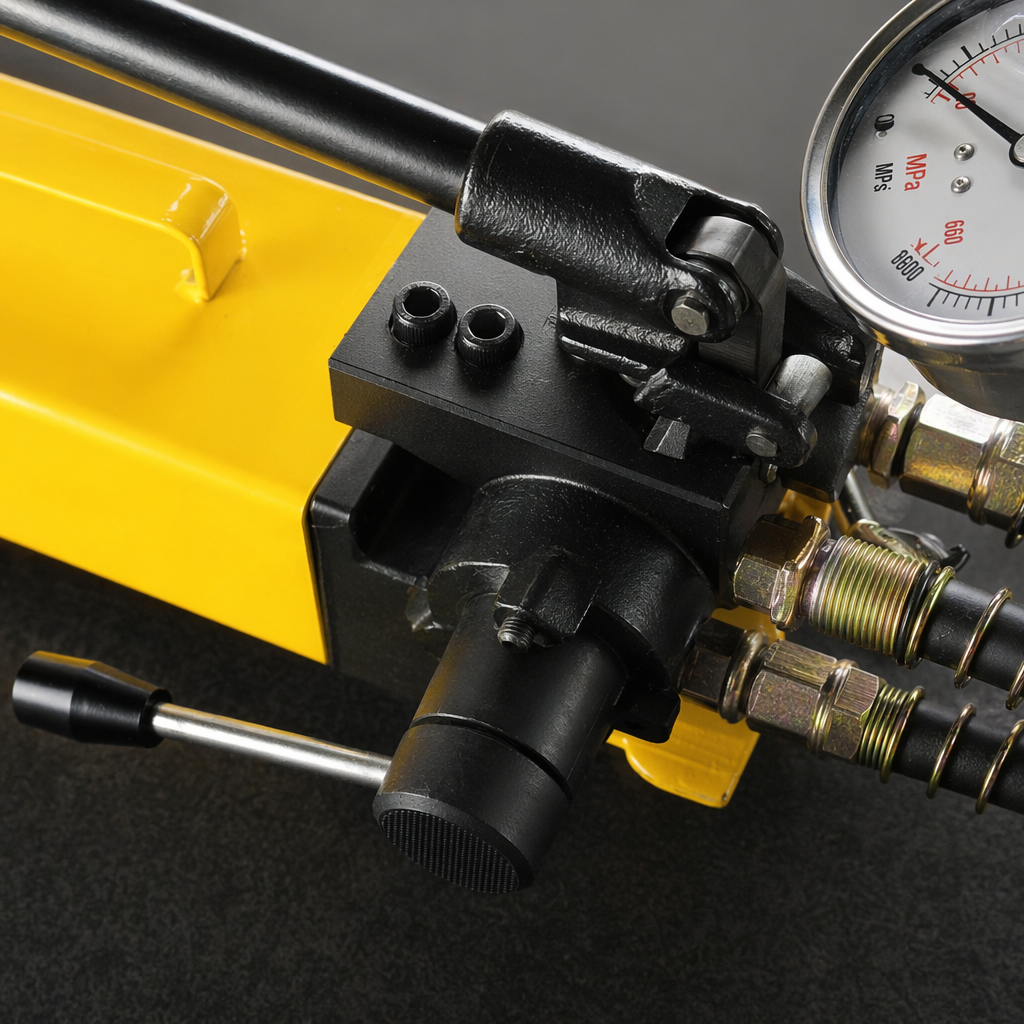 Yellow hydraulic hand pump, manual booster, industrial-grade, high-pressure resistant, portable Application Scenario