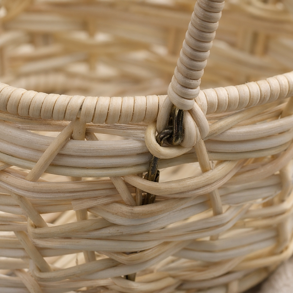 Beige rattan woven storage basket for home decoration, hand-woven in a simple style Application Scenario
