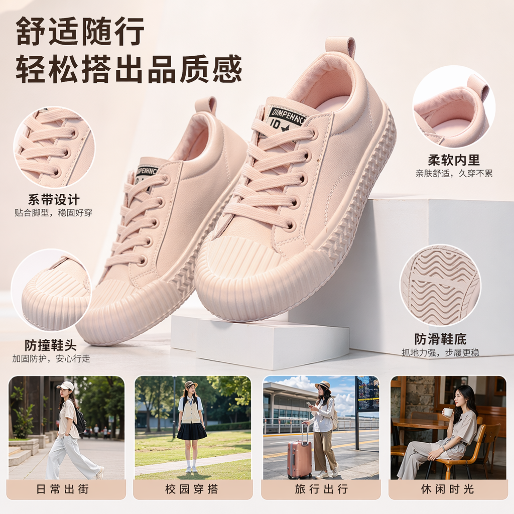 粉色运动鞋女休闲百搭轻便透气跑步鞋