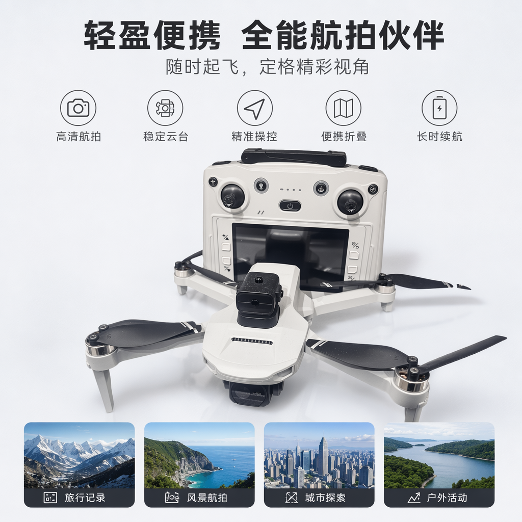 白色无人机轻量化设计室内室外双用遥控航拍设备