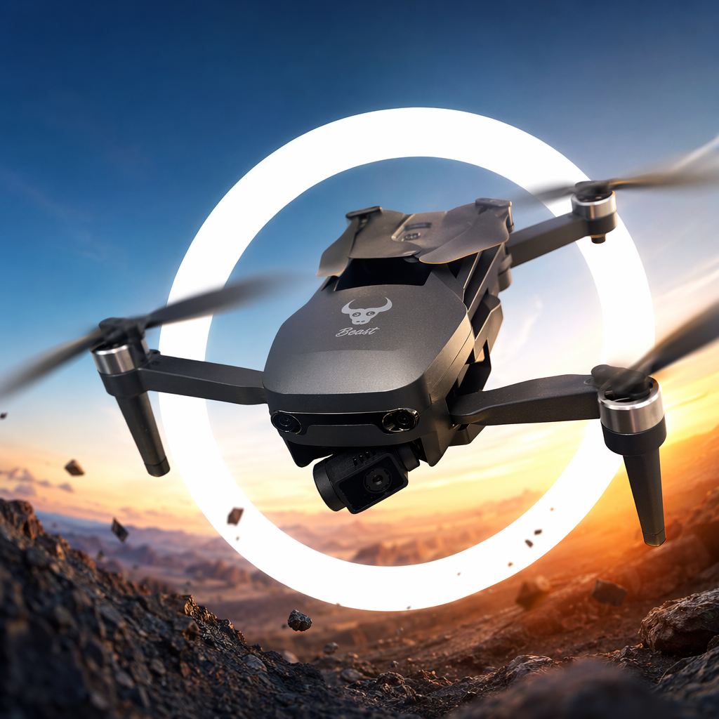Black drone with carbon fiber body, professional-grade aerial photography aircraft, portable and foldable Specification image