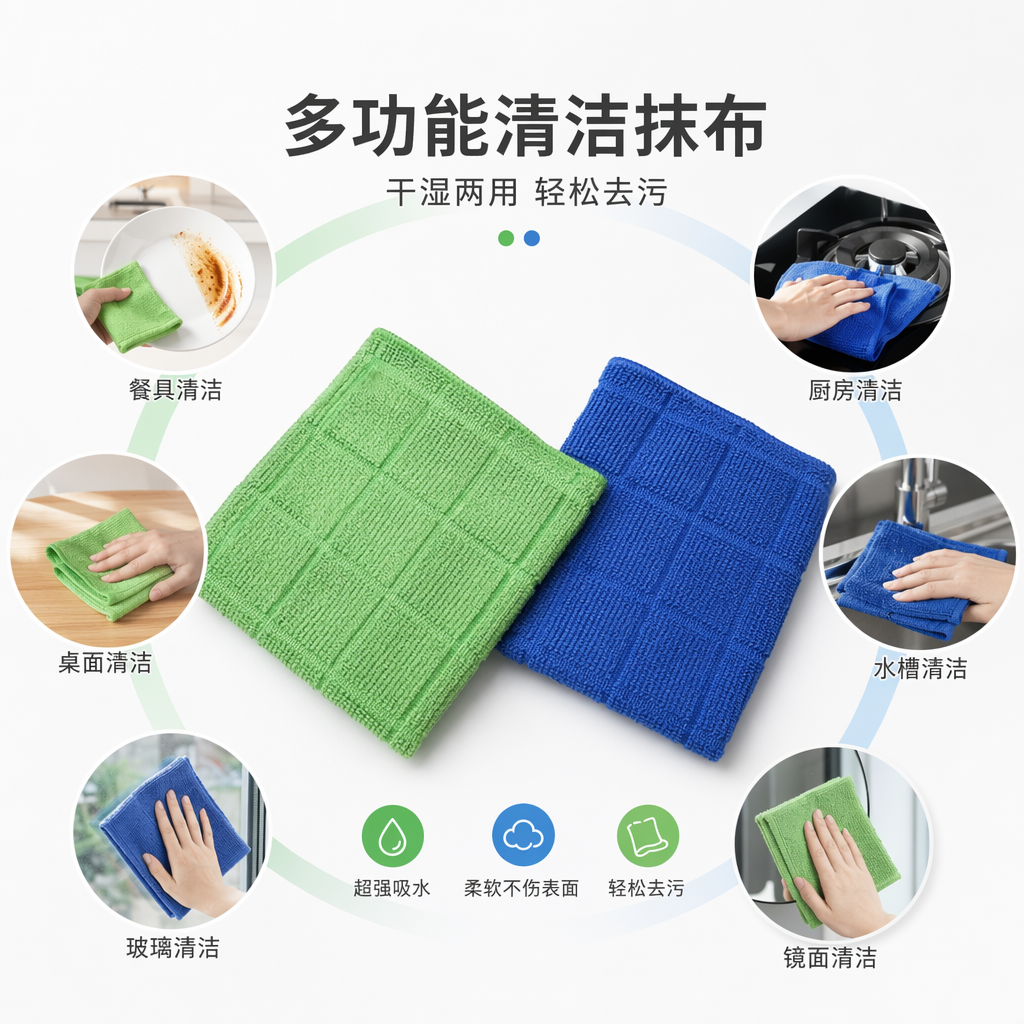 绿色和蓝色方格纯棉毛巾 35x75cm 吸水速干家居浴室用图