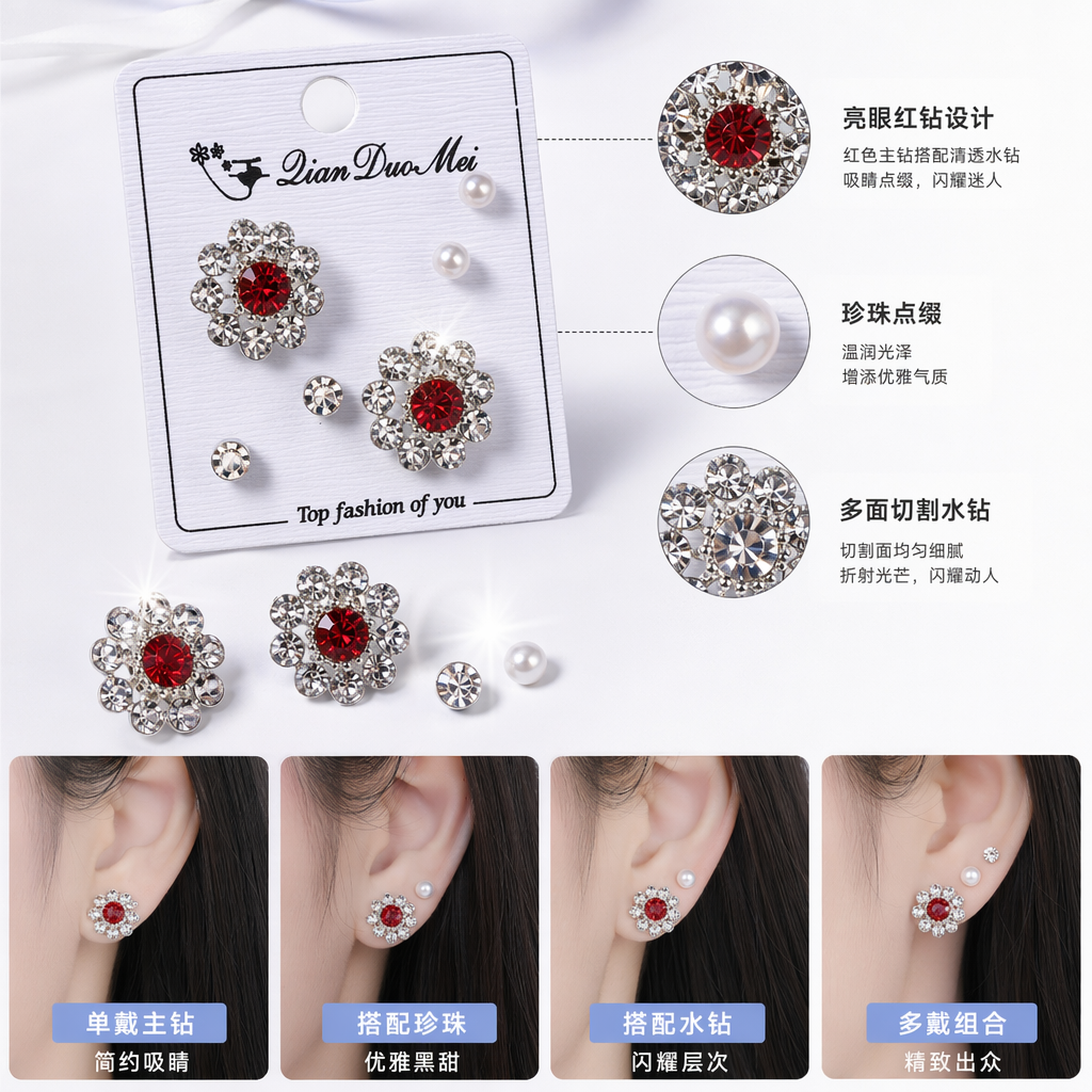 The white card stud set is a simple, fashionable and versatile accessory