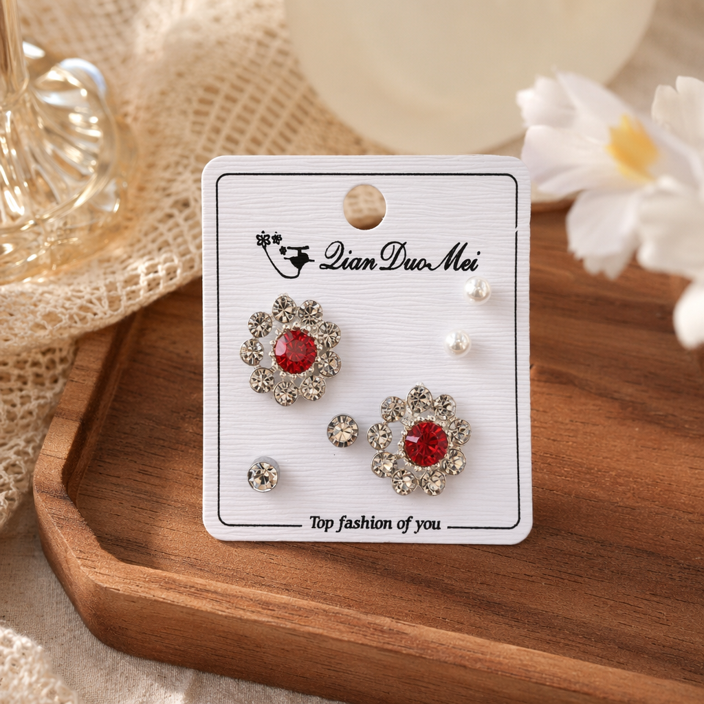 The white card stud set is a simple, fashionable and versatile accessory details Picture