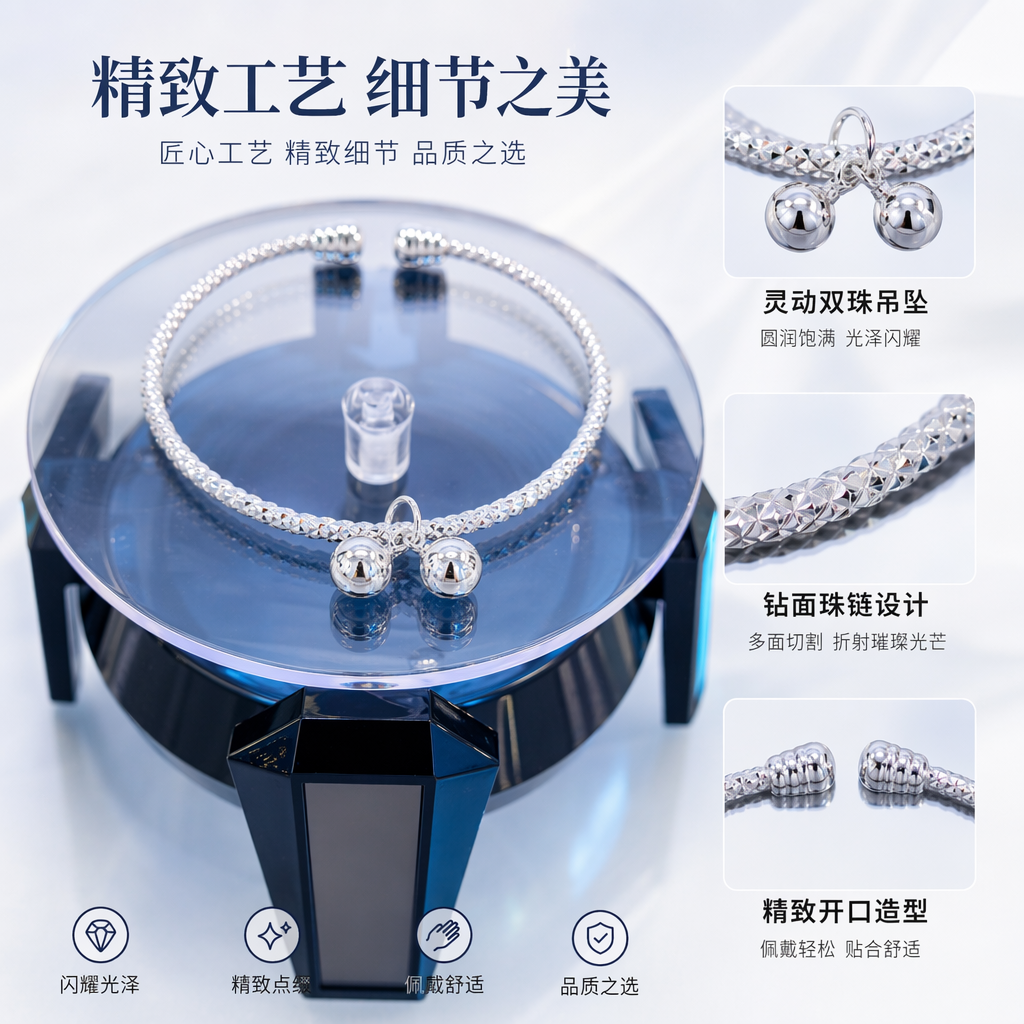A simple and fashionable women's accessory with a silver diamond-shaped bracelet and pendant