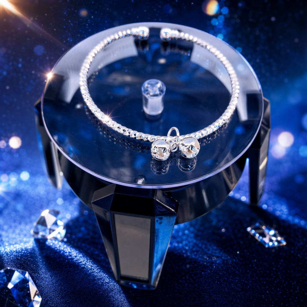 A simple and fashionable women's accessory with a silver diamond-shaped bracelet and pendant Specification image