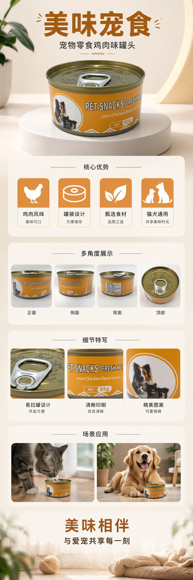 橙色罐装宠物零食 猫狗通用 肉泥湿粮 补充营养易消化 pic 1