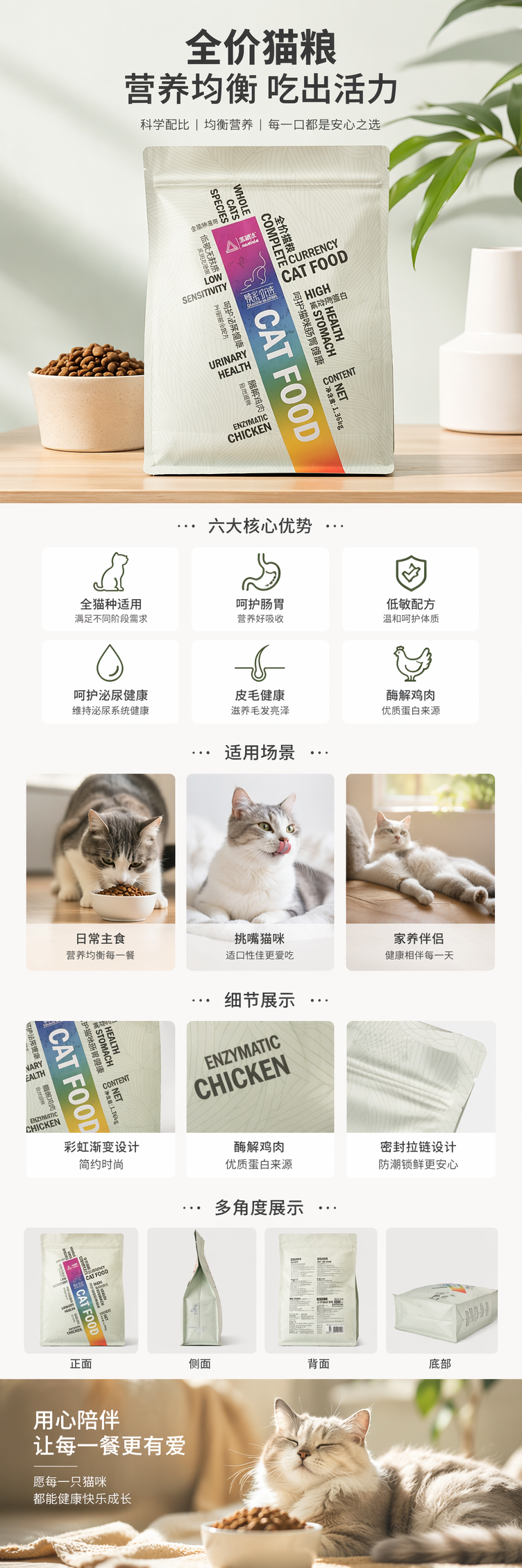 银色包装袋猫粮高蛋白天然无谷成猫专用详情1