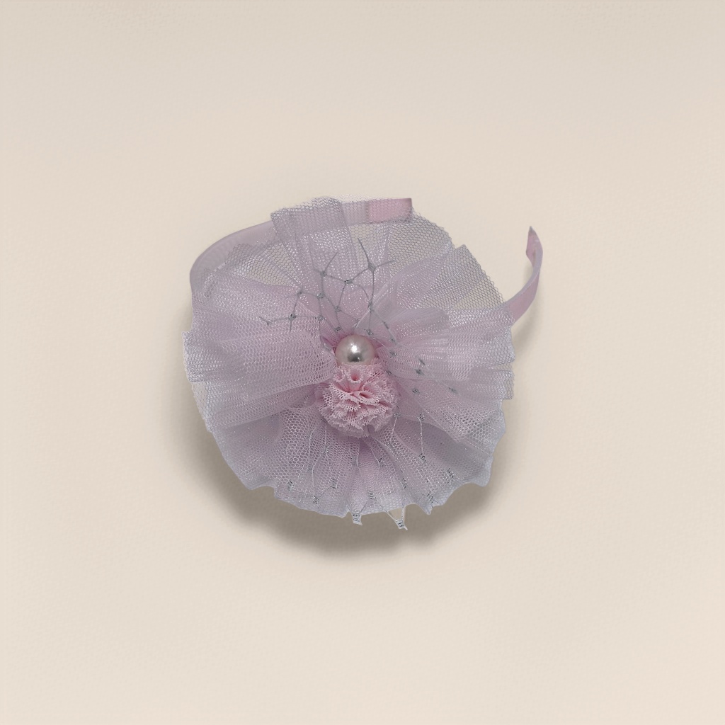 粉色网纱花朵发箍 蕾丝包边防滑设计 甜美少女风头饰