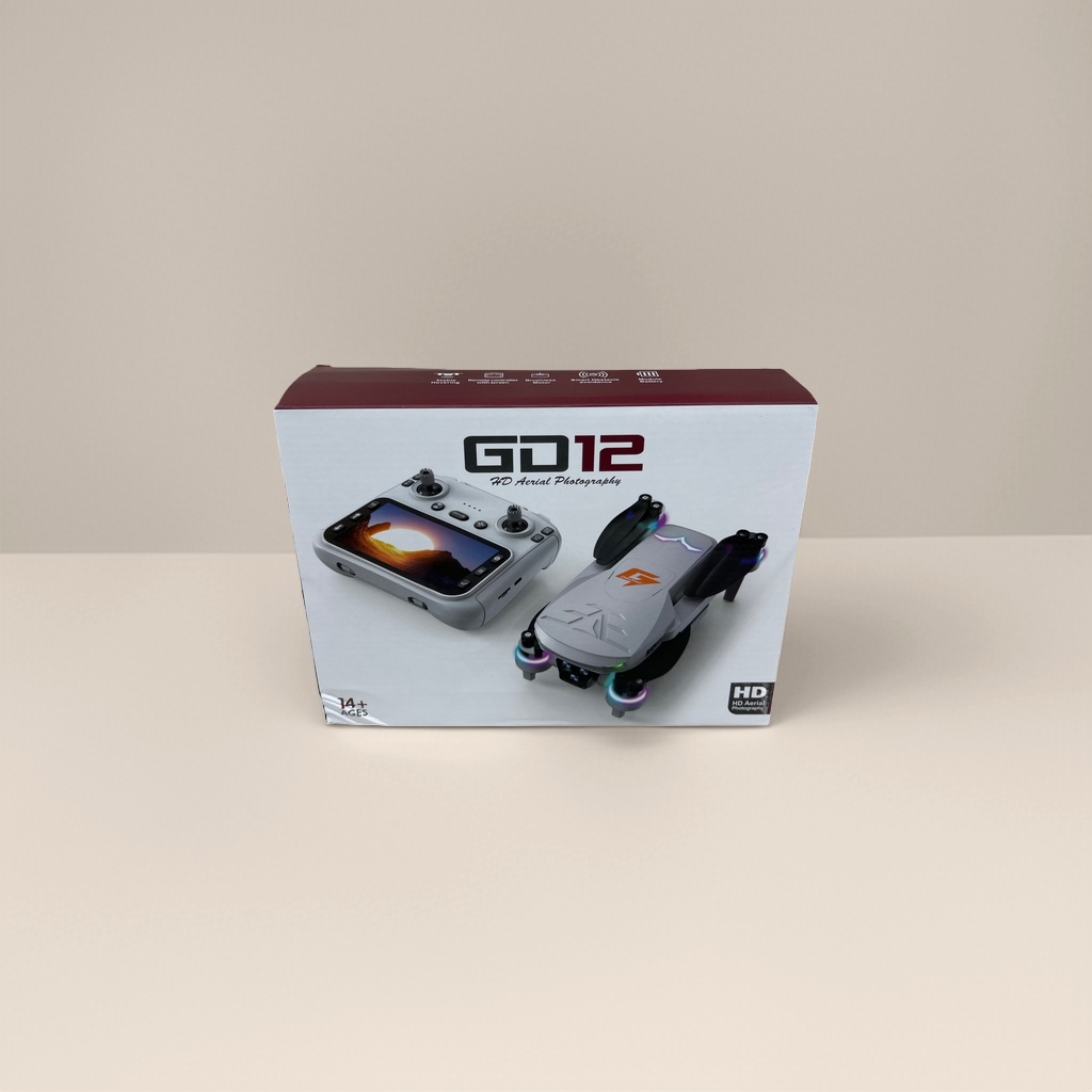 GD12 drone set, white packaging box, 12-megapixel 4K high-definition aerial photography, foldable and portable Specification image