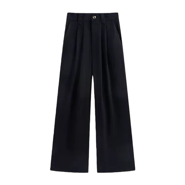 Black high-waisted wide-leg pants with a flowing feel make women look slimmer and are versatile and casual Item Picture