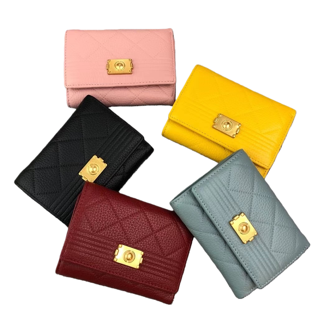 Five-color diamond-patterned leather small wallet mini change card case for women Item Picture
